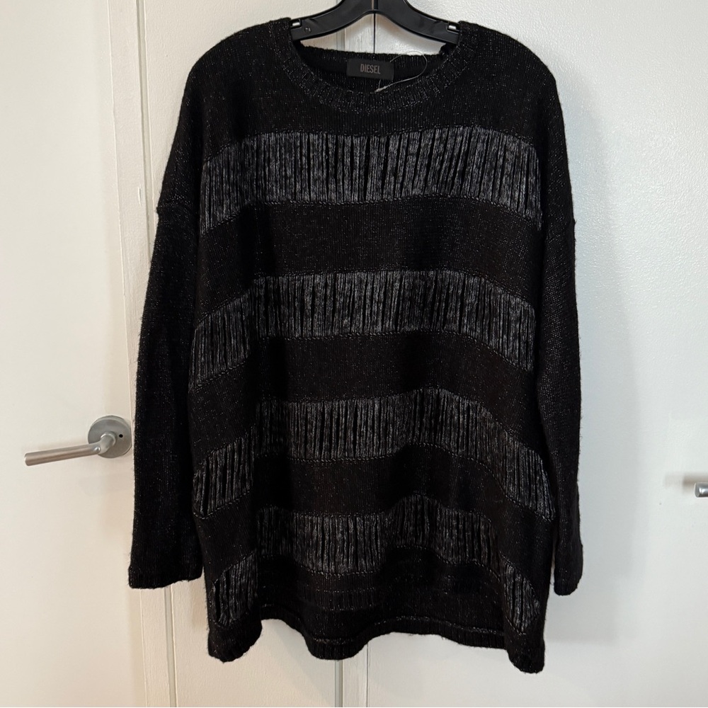 Diesel Black and Gray Knit Sweater
